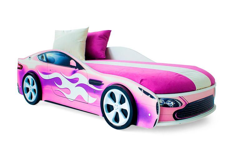 Кровать-машина Бондмобиль розовый в Саки